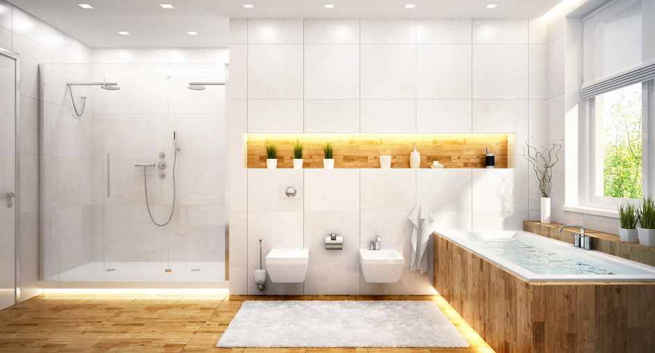 Modernes weißes Badezimmer